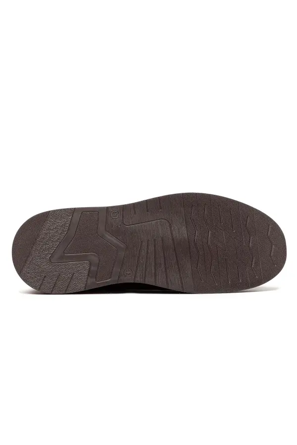 Erkek Kaymaz Taban Bağcıklı Deri Casual Sneaker