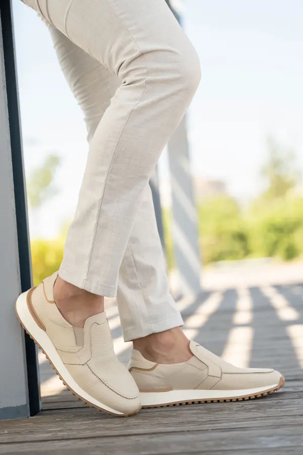 Erkek Casual Deri Slip-On Sneaker