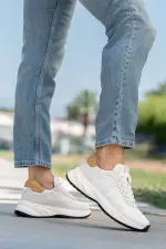 Erkek Hakiki Deri Bağcıklı Sneaker
