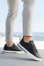 Erkek Hakiki Deri  Şeritli Günlük Sneaker
