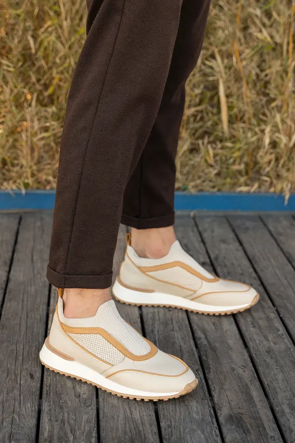 Erkek Hakiki Deri Slip-On Sneaker