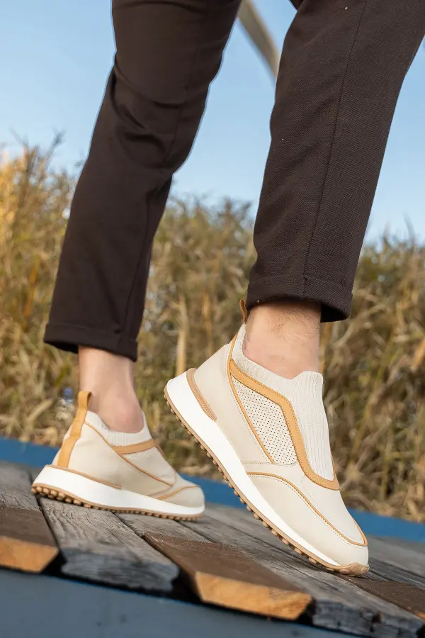 Erkek Hakiki Deri Slip-On Sneaker