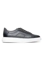 Erkek Kalın Beyaz Tabanlı Hakiki Deri Sneaker