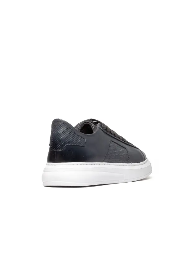 Erkek Kalın Beyaz Tabanlı Hakiki Deri Sneaker