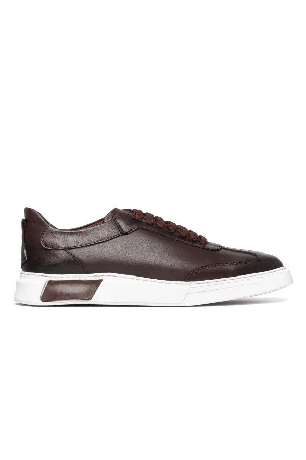 Erkek Retro Dikiş Detaylı Hakiki Deri Sneaker
