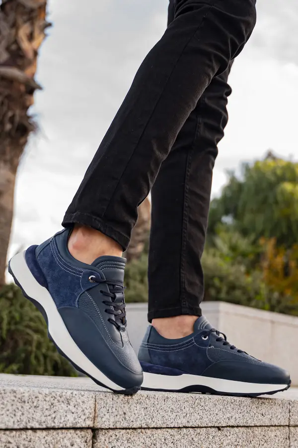 Hakiki Deri Süet Detaylı Erkek Sneaker