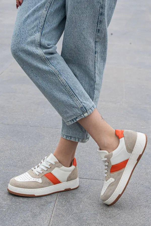 Deri ve Süet Detaylı Kadın Günlük Sneaker