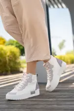 Kadın Bilekli Kalın Taban Bağcıklı Sneaker